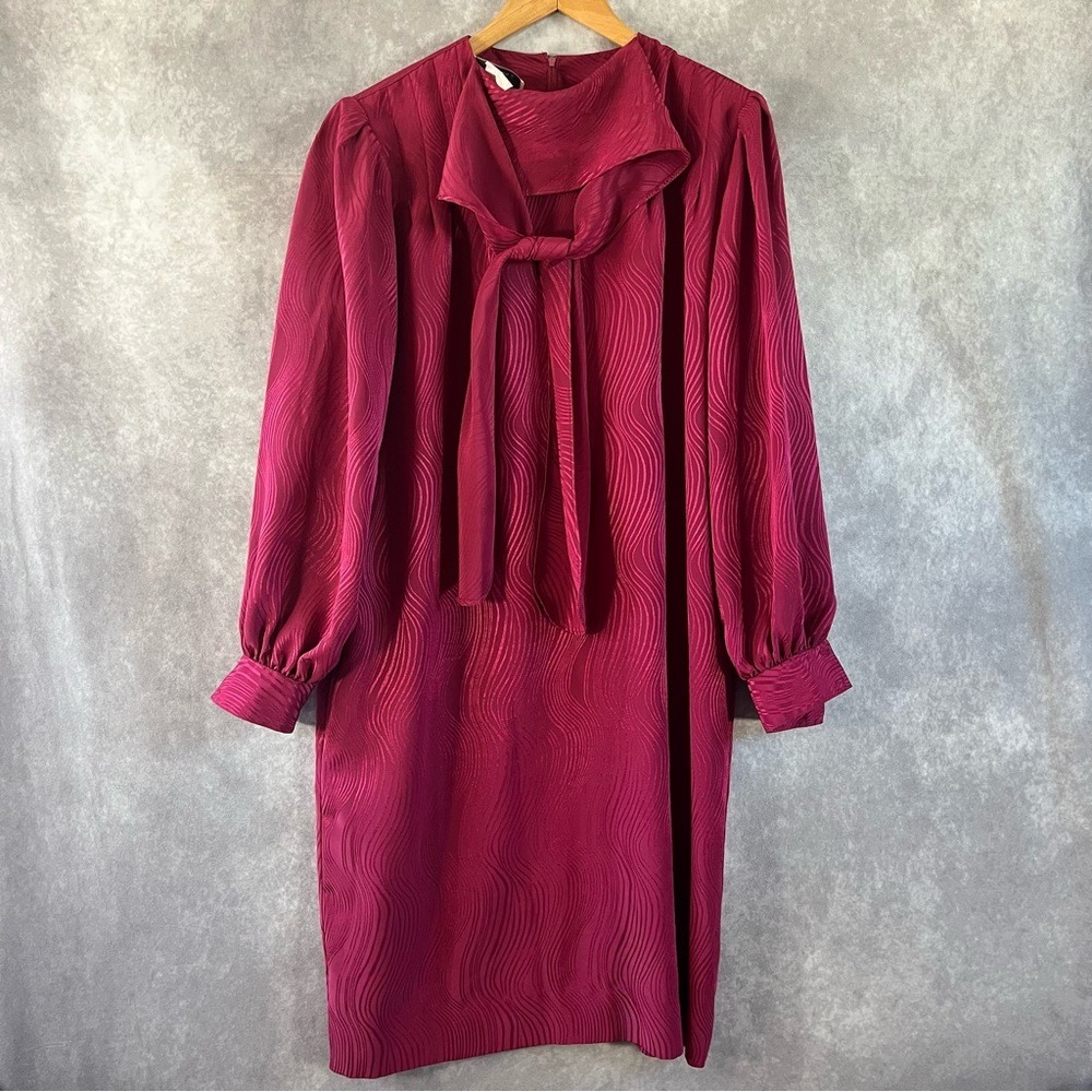 Vintage Willi Of California Midi Dress Womens 16 Pink 60s Collared Long Sleeve